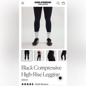 Girlfriend Collective  Black Compressive High-Rise Leggings